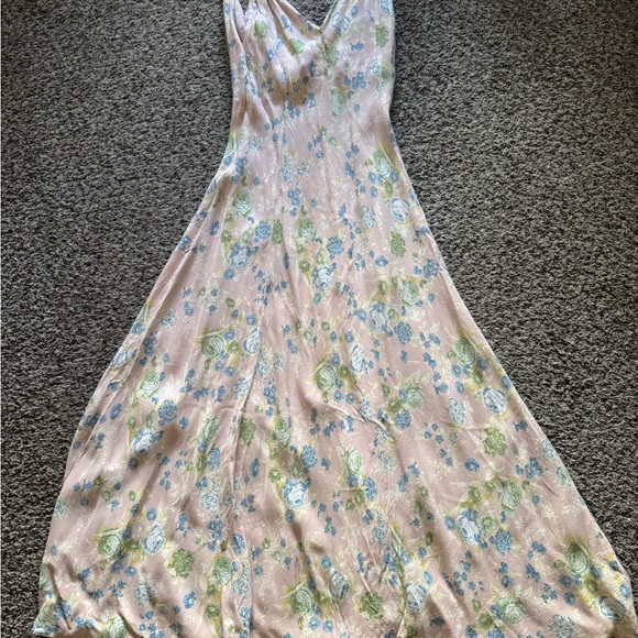 Zara Dresses & Skirts - Zara botanical Pink with blue and gran florals Maxi Dress Sz small
